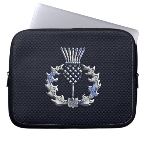 Silver Chrome Like Scottish Thistle Laptop Sleeve