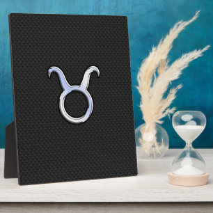 Silver Chrome Like Taurus Zodiac Sign Plaque