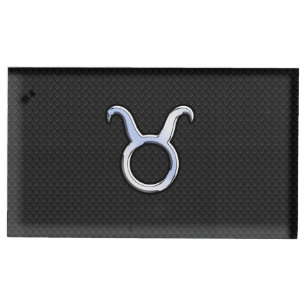Silver Chrome Like Taurus Zodiac Sign Table Card Holder
