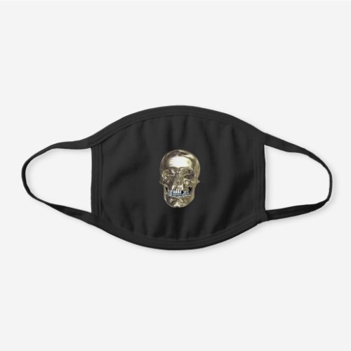 Silver Chrome Skull Black Cotton Face Mask