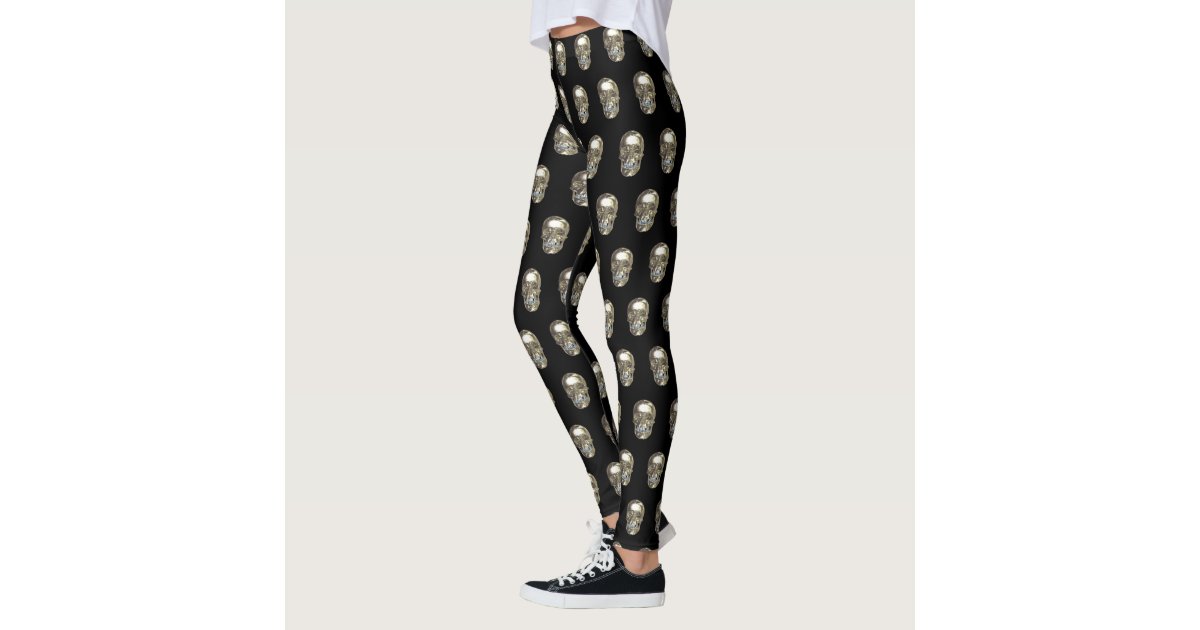 cool one of a kind green gold foil pattern womens leggings, Zazzle