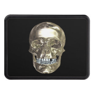Silver Chrome Skull Trailer Hitch Cover