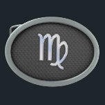 Silver Chrome Virgo Zodiac Sign on snake skin Belt Buckle<br><div class="desc">A Silver Chrome Like Virgo Zodiac Sign on a black snake skin style background. A great urban automotive classy looking gift idea. Designs are available in a selection of popular color options. Use the "Ask this Designer" link to contact us with your special design requests or for some assistance with...</div>
