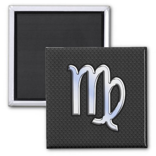 Silver Chrome Virgo Zodiac Sign on snake skin Magnet