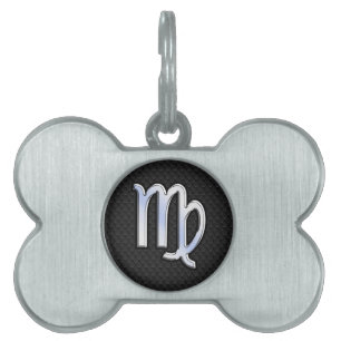 Silver Chrome Virgo Zodiac Sign on snake skin Pet Name Tag