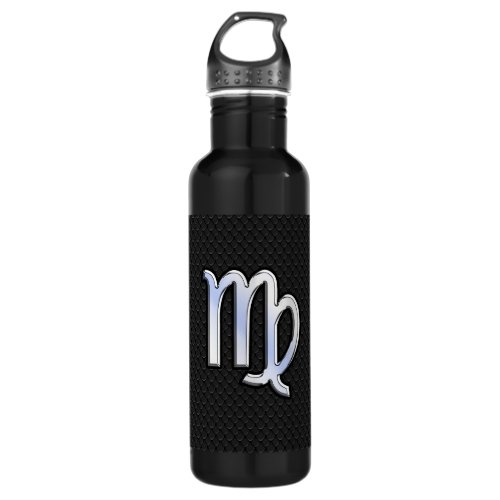 Silver Chrome Virgo Zodiac Sign on snake skin Stainless Steel Water Bottle