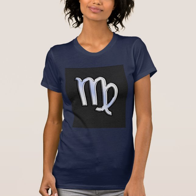 Silver Chrome Virgo Zodiac Sign on snake skin T-Shirt (Front)