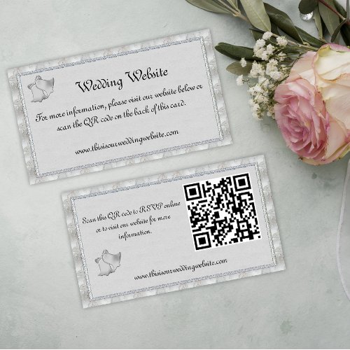 Silver Church Bells Wedding Website Enclosure Card