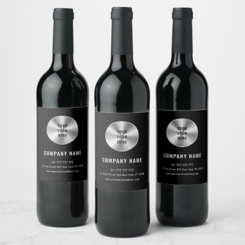 Silver Circle And Your Logo Wine Label
