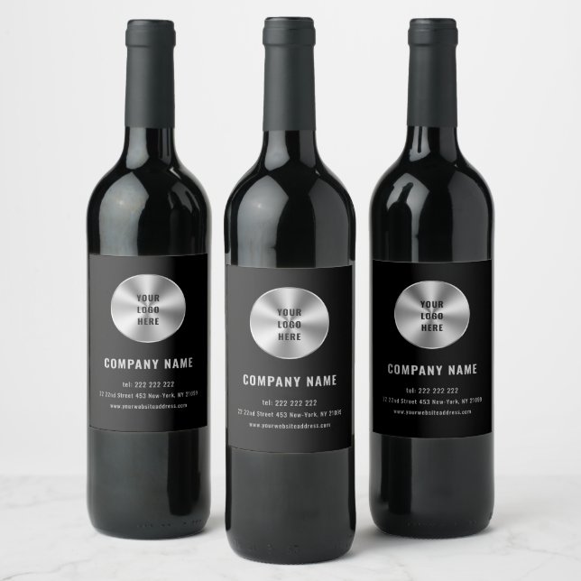 Silver Circle And Your Logo Wine Label (Bottles)