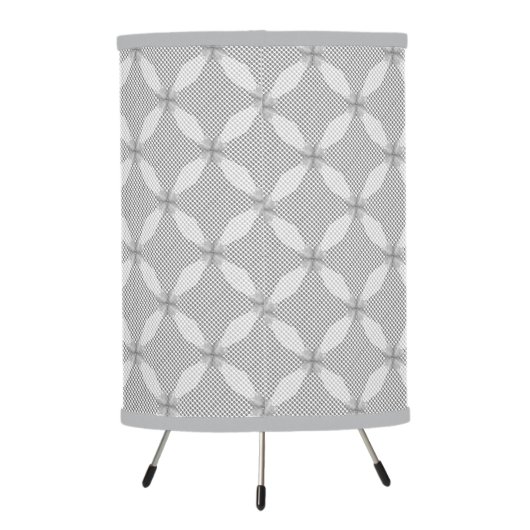 Silver Circle Geometric Pattern Tripod Lamp (Back)