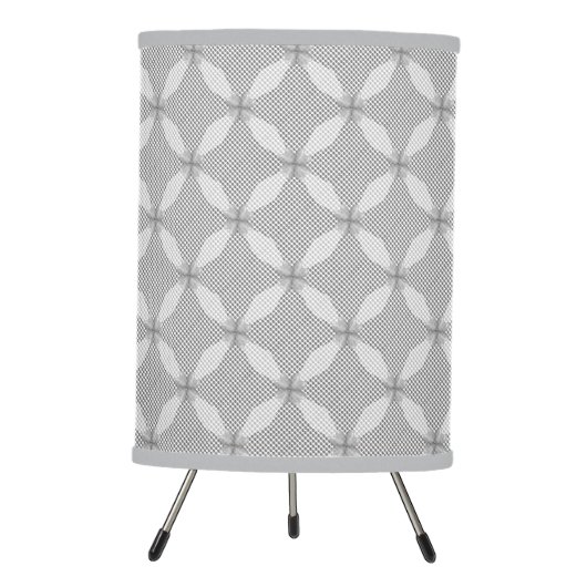Silver Circle Geometric Pattern Tripod Lamp (Front)