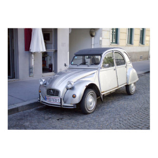 Silver Citroën 2CV Poster