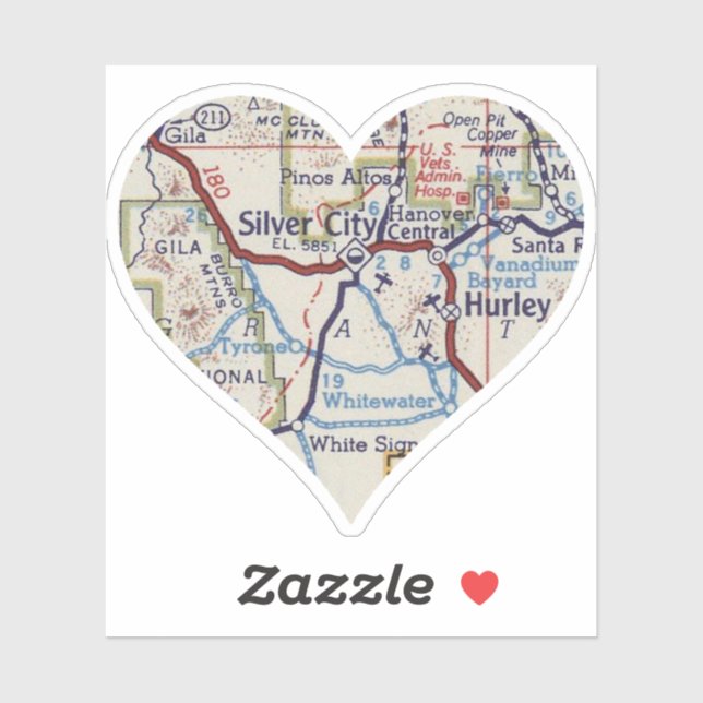 Silver City New Mexico Heart Sticker (Sheet)