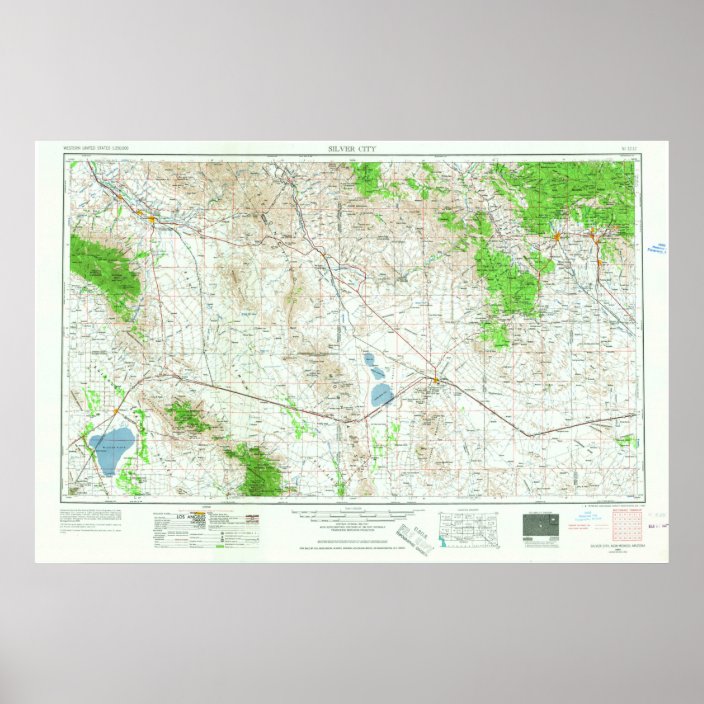 Silver City NM Topo Map Poster