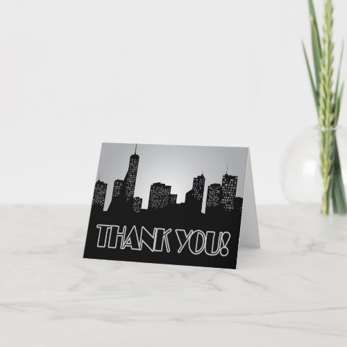 Silver City Skyline Art Deco Thank You Card