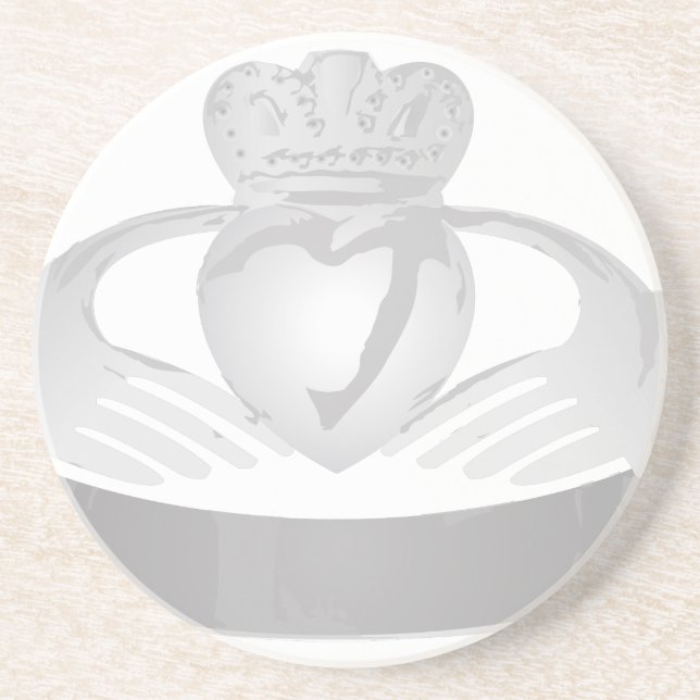 silver claddagh ring drink coaster (Front)
