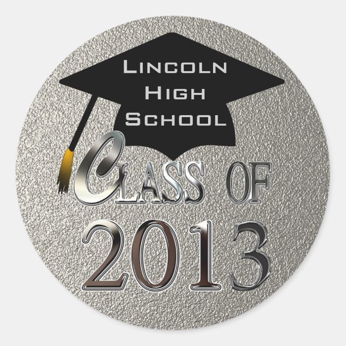 Silver Class Of 2013 Graduation Seal Sticker