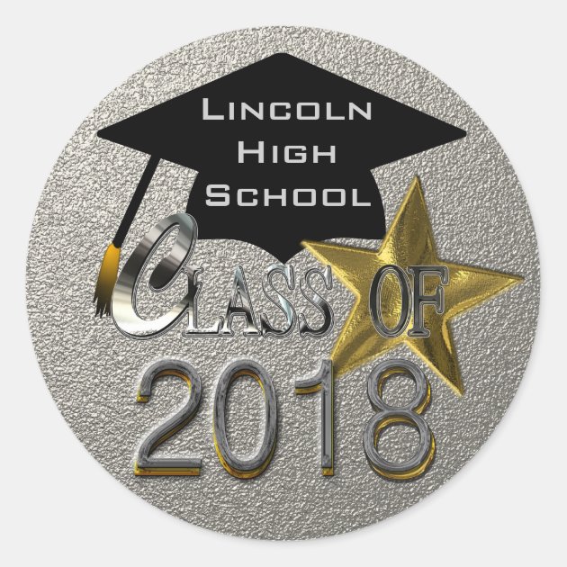 Silver Class Of 2018 Graduation Seal Sticker