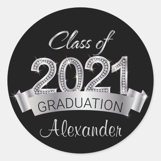 Silver Class of 2021 Graduation Sticker (Front)