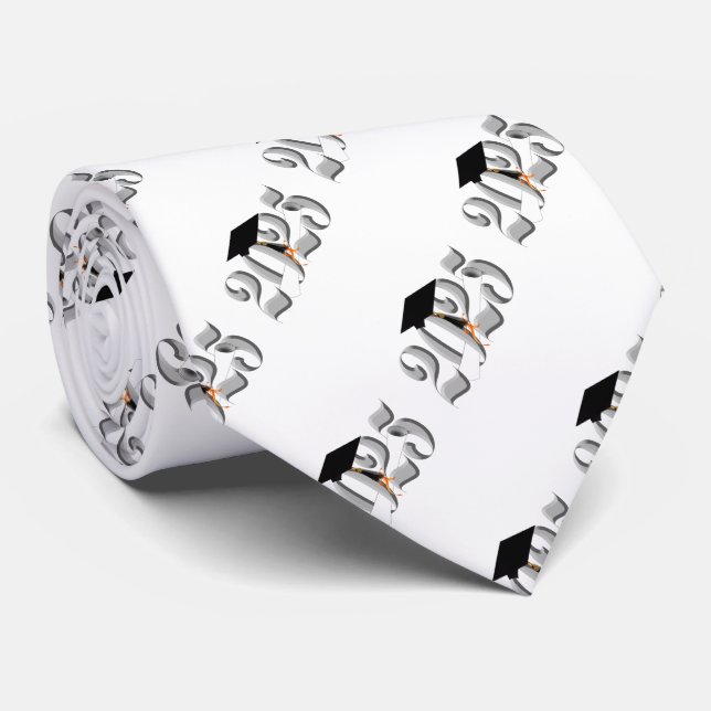 Silver Class of 2025 Graduation Neck Tie (Rolled)