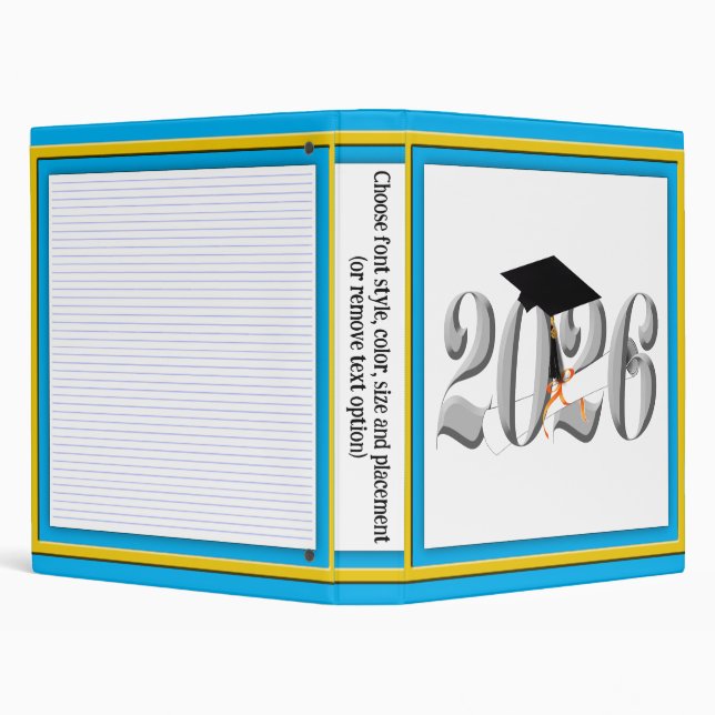 Silver Class of 2026 Graduation 3 Ring Binder (Background)