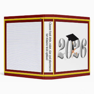 Silver Class of 2026 Graduation 3 Ring Binder