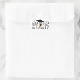 Silver Class of 2026 Graduation  Classic Round Sticker
