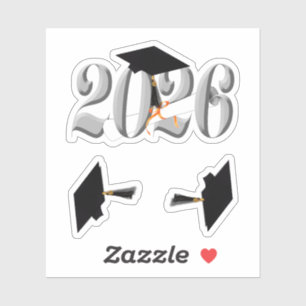 Silver Class of 2026 Graduation Sticker