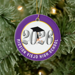 Silver Class of 2026 Photo Graduation Ceramic Ornament