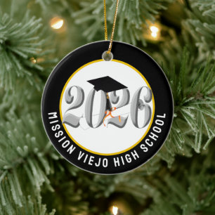 Silver Class of 2026 Photo Graduation Ceramic Ornament