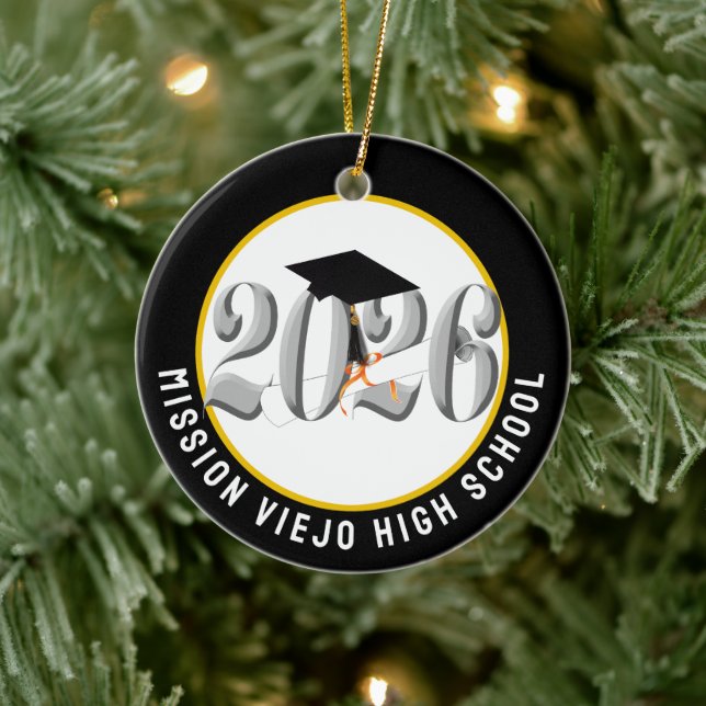 Silver Class of 2026 Photo Graduation Ceramic Ornament (Tree)