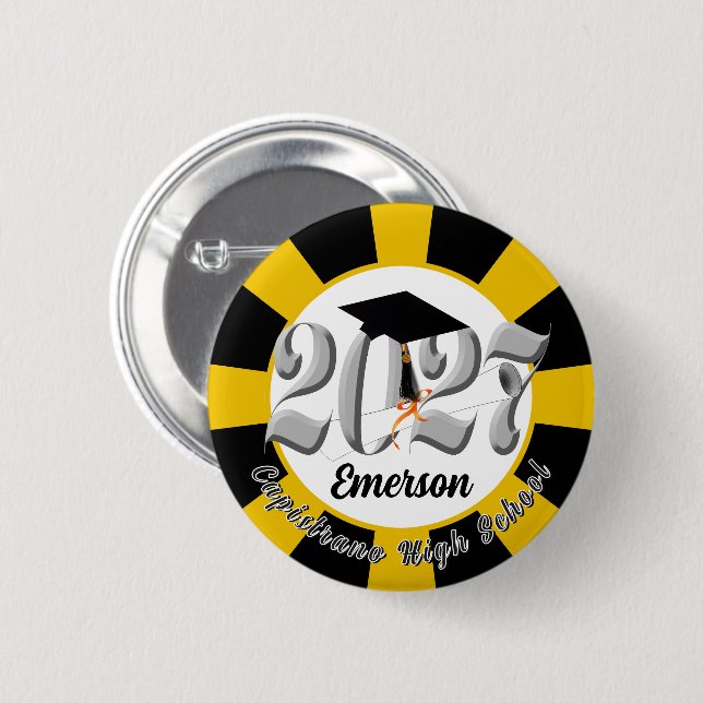 Silver Class of 2027 Graduation Button (Front & Back)