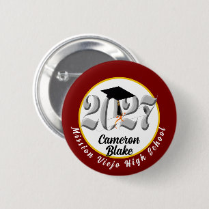 Silver Class of 2027 Graduation Button