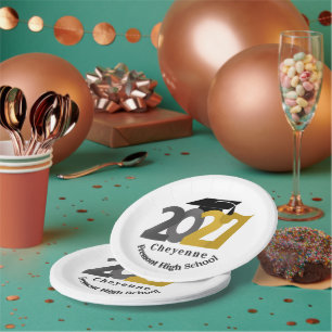 Silver Class of 2027 Graduation Paper Plates
