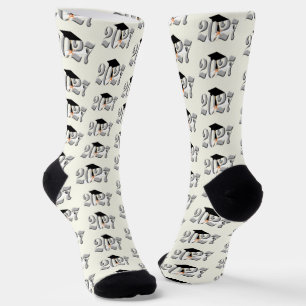Silver Class of 2027 Graduation Socks