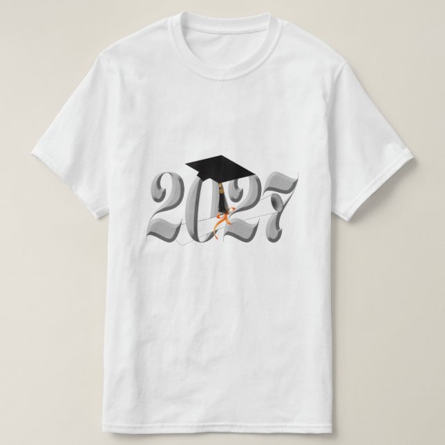 Silver Class of 2027 Graduation T-Shirt (Design Front)