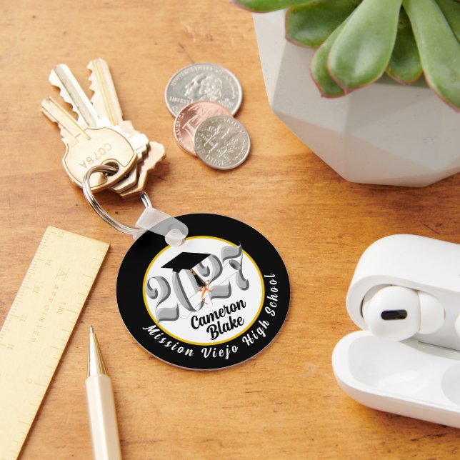 Silver Class of 2027 Photo Graduation Keychain (Desk)
