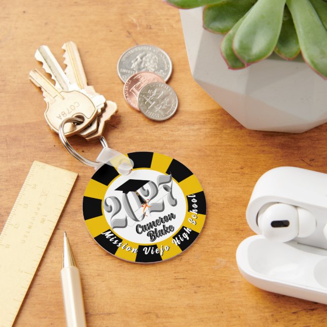 Silver Class of 2027 Photo Graduation Keychain (Desk)