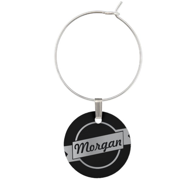 Silver Classic Mongram Wine Party Favor (Front)