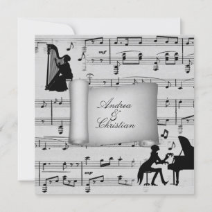 Silver Classical Music Theme Wedding Invitation