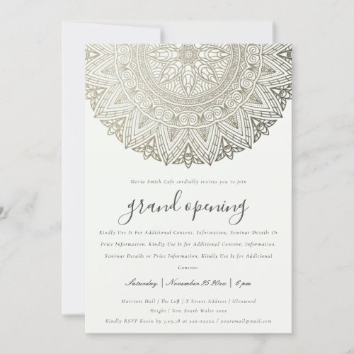 Silver Classy Ornate Mandala Grand Opening Invite