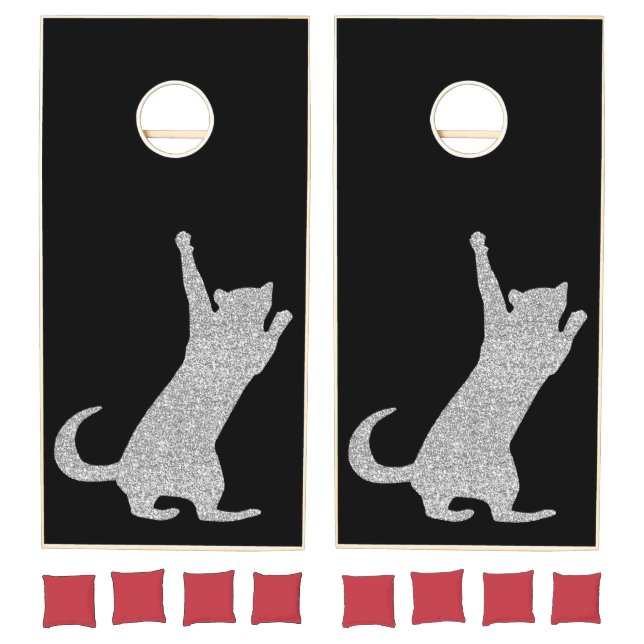 Silver Climbing Kitty Cat Cornhole Set (Set)
