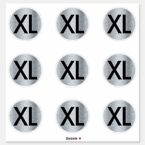 Silver Clothing Size Stickers Labels