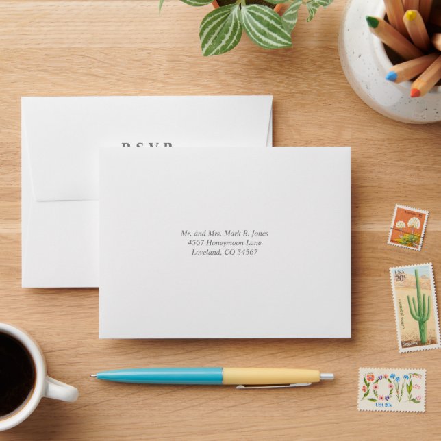 Silver Cloud Gray Wedding Envelopes (Desk)