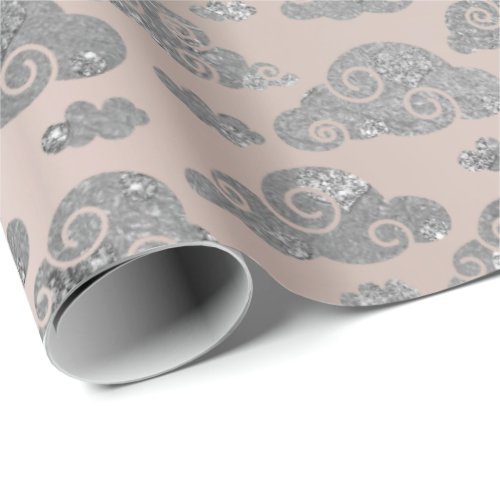 Silver Clouds Pink Rose Gold Blush Ballet Wrapping Paper