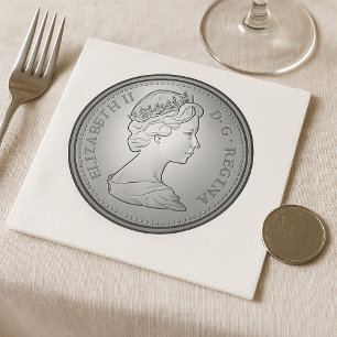 Silver Coin Queen Portrait Napkins