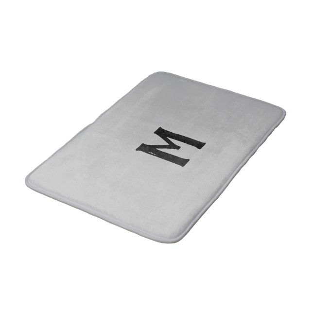 Silver Color Black Monogram Bath Mat (Angled)
