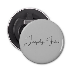 Silver Color Elegant Grey Calligraphy Script Name Bottle Opener