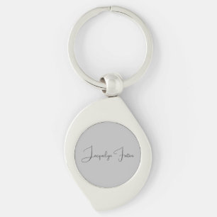Silver Color Elegant Grey Calligraphy Script Name Keychain